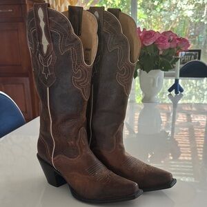 J.B. Dillon Dark Brown Western Heeled leather boots